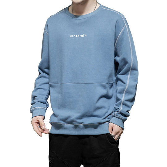 Herren lockeres Oversize‑Sweatshirt mit Kontrastnähten und Code‑Print Nord Taschen