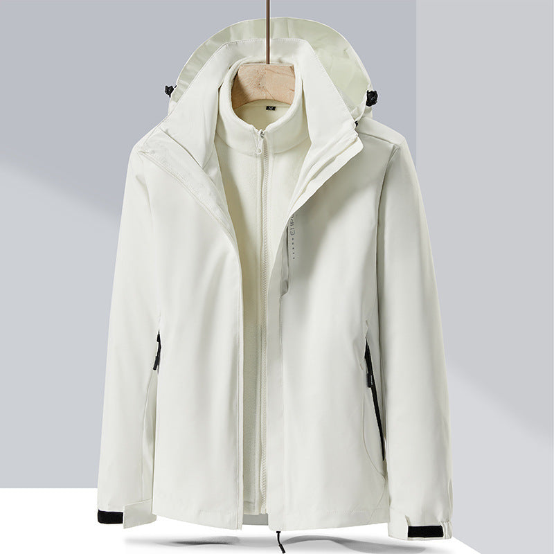 Herren zweilagige Softshell-Regenjacke mit abnehmbarem Fleece‑Innenlayer und verstellbarer Kapuze Nord Taschen