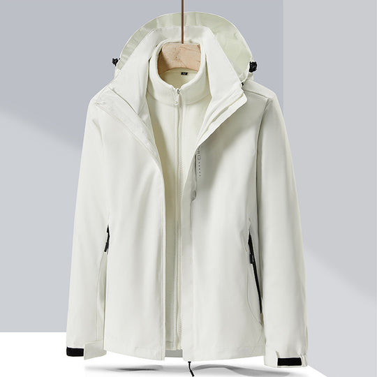 Herren zweilagige Softshell-Regenjacke mit abnehmbarem Fleece‑Innenlayer und verstellbarer Kapuze Nord Taschen
