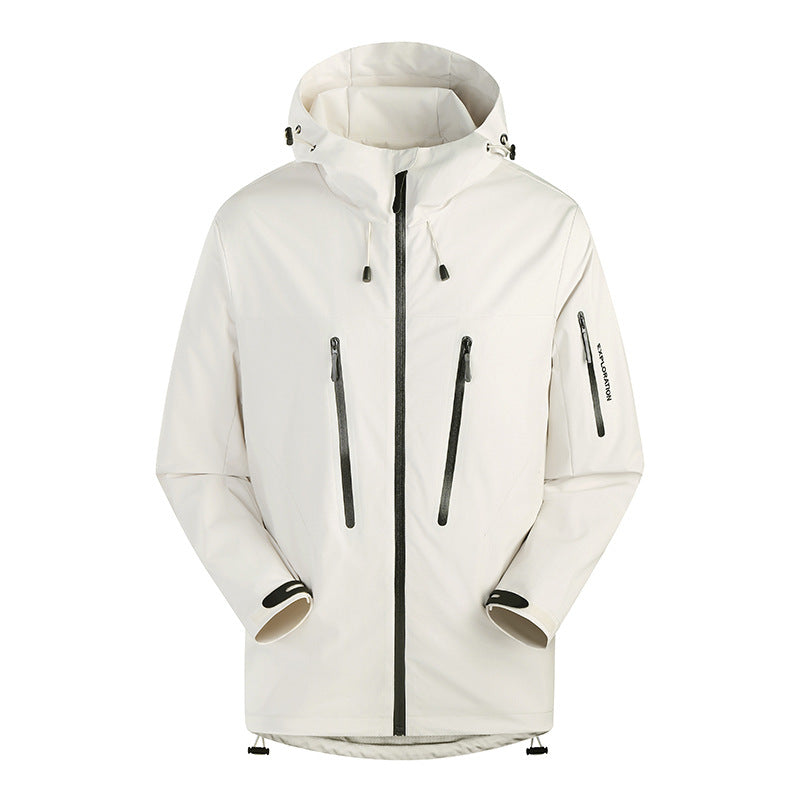 Herren Dreilagige atmungsaktive Hardshell-Outdoorjacke mit Kapuze und verschweißten Nähten Nord Taschen