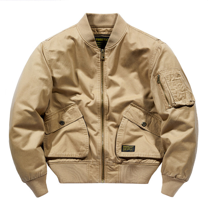 Men's  rugged cotton-twill short-length flight bomber with oversized angled flap pockets and zip sleeve tool pouch Nord Taschen