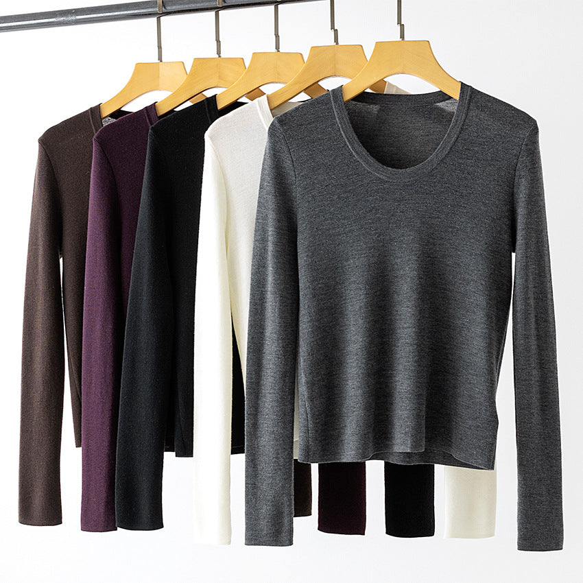 Damen Feinstrick-Langarmshirt mit Rundhalsausschnitt und leichter A-Linie Nord Taschen
