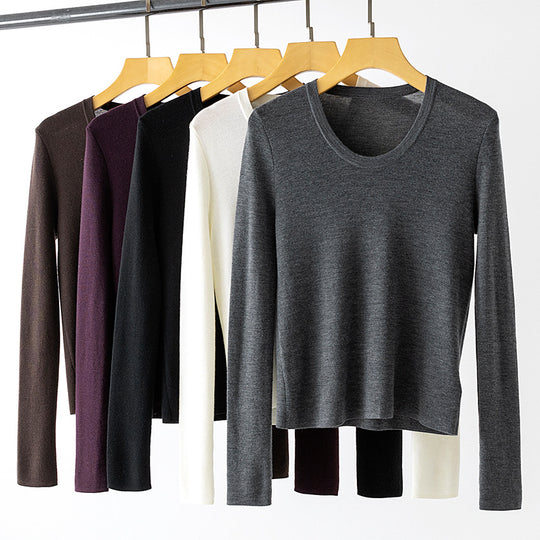 Damen Feinstrick-Langarmshirt mit Rundhalsausschnitt und leichter A-Linie Nord Taschen