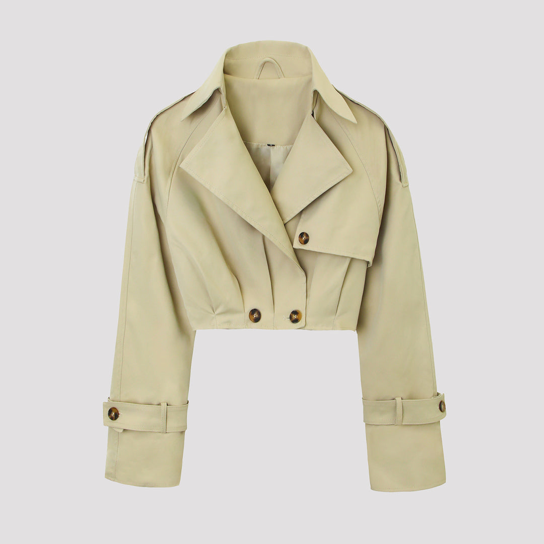 Damen Kurzjacke im Trenchcoat‑Stil mit weitem Revers Nord Taschen