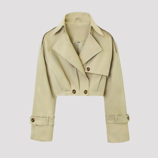 Damen Kurzjacke im Trenchcoat‑Stil mit weitem Revers Nord Taschen
