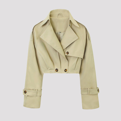 Damen Kurzjacke im Trenchcoat‑Stil mit weitem Revers Nord Taschen