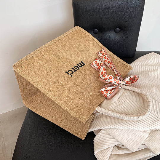 Damen Jute-Tragetasche mit stilvollem Sonnendesign Nord Taschen