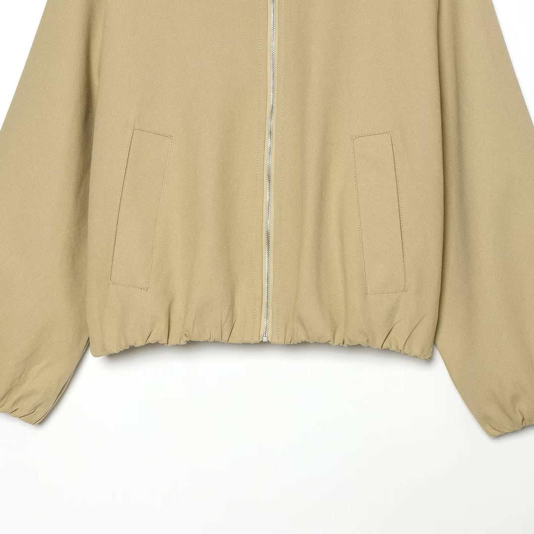 Damen Boxy Field‑Blouson mit Velourskragen und elastischem Saum Nord Taschen