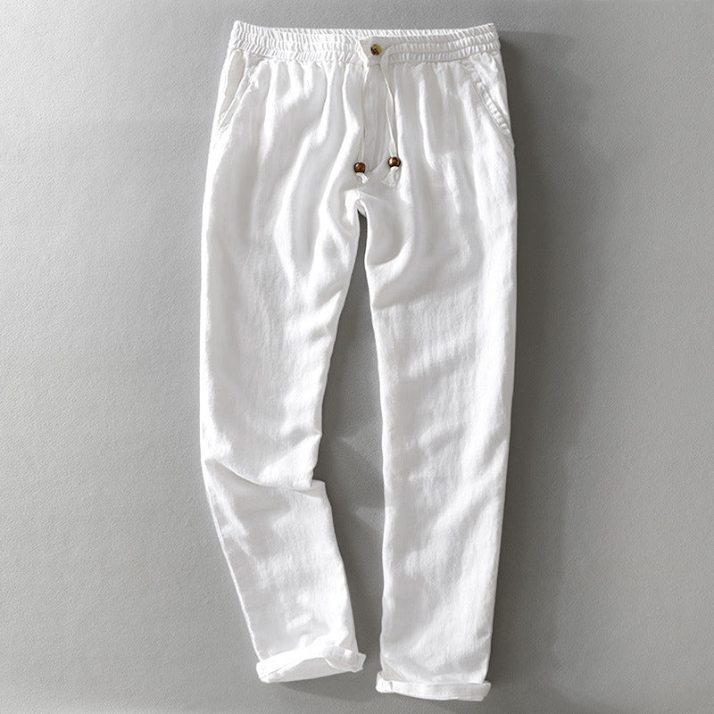 Damen Leinenhose mit elastischem Bund, Tunnelzug und geradem Bein Nord Taschen
