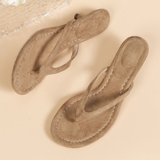Damen elegante Zehentrenner-Sandalen mit geschwungenem Fersenriemen und komfortablem Fußbett