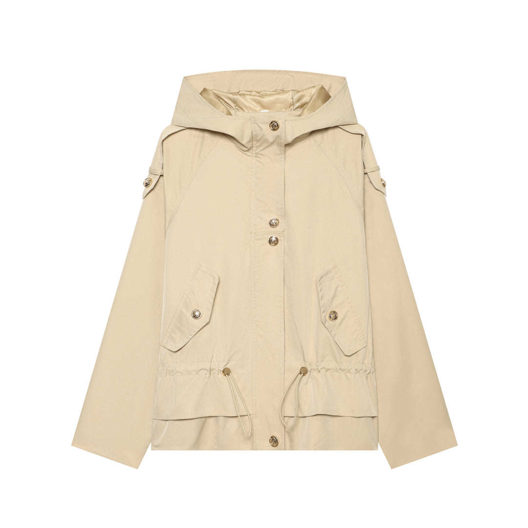 Damen leichter taillierbarer Kapuzen‑Parka mit Tunnelzug, Pattentaschen und Knopfleiste Nord Taschen