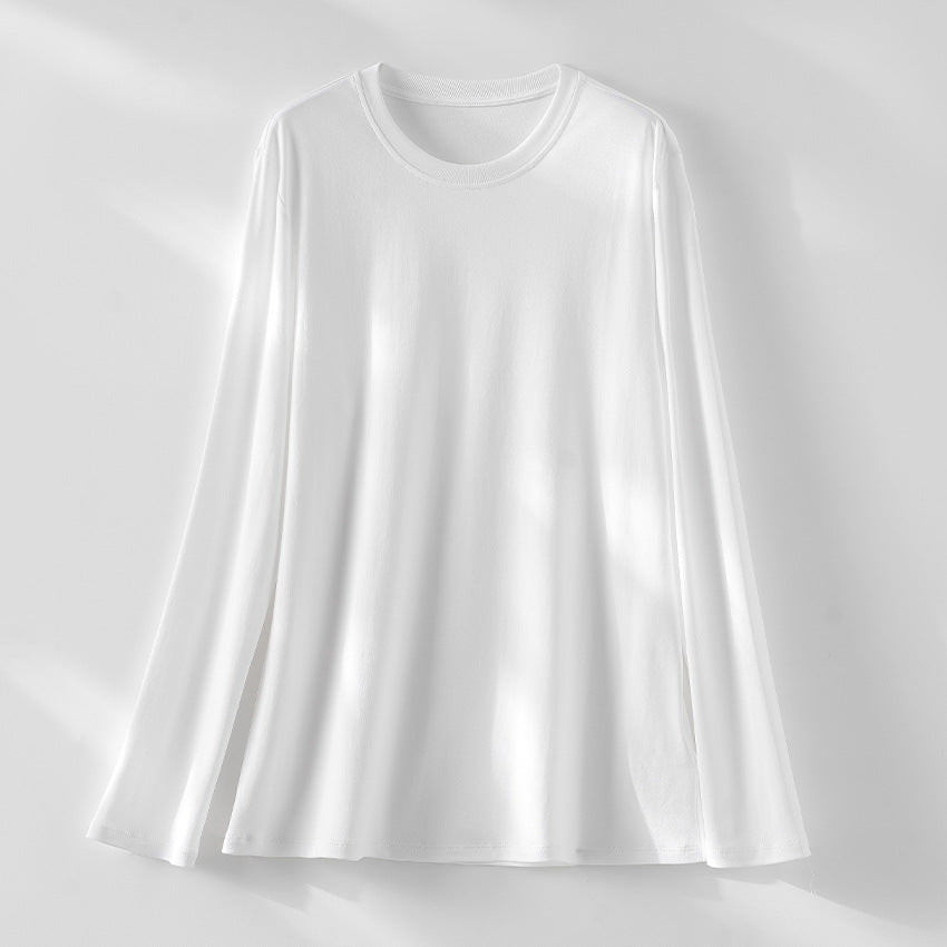 Damen Langärmeliges Rundhals-Longsleeve aus Modal-Mix mit fließender Silhouette Nord Taschen