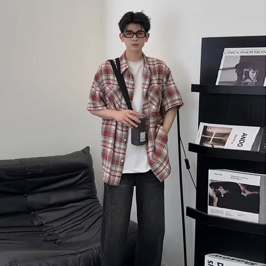 Herren Elegante und lässige Kurzarm-Hemdjacke Nord Taschen