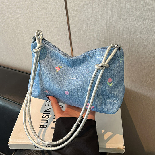 Damen Mini-Handtasche aus Denim mit buntem Stickdesign Nord Taschen