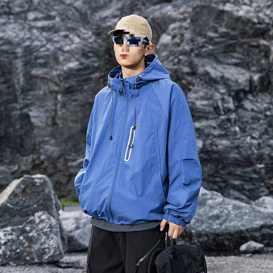 Herren Atmungsaktive Kapuzen-Fieldjacke mit verstaubarer Kapuze und reflektierendem Brustreißverschluss Nord Taschen