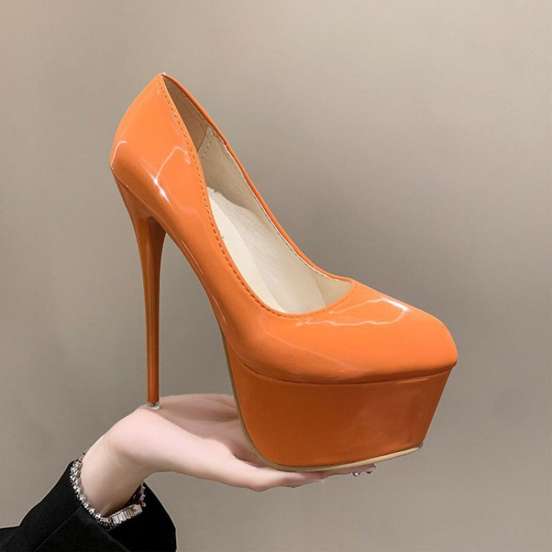 Damen Plateau-Pumps mit außergewöhnlichem Glanz und hohem Stiletto-Absatz Nord Taschen