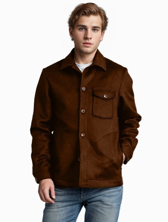 Herren Wollmix-Workerjacke mit Brusttasche und Hemdkragen Nord Taschen