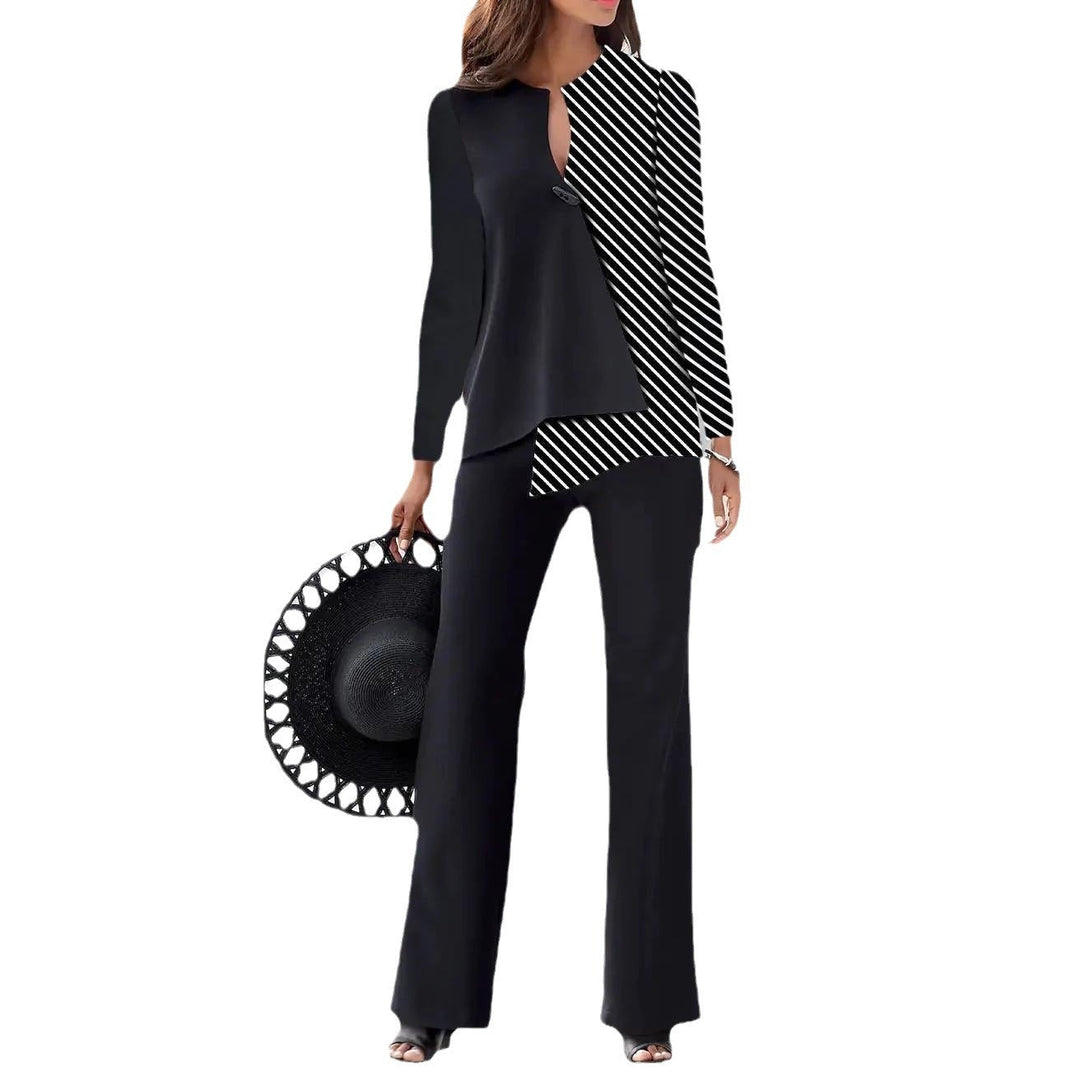 Damen Elegantes und modernes Hosenanzug-Set mit asymmetrischem Design
