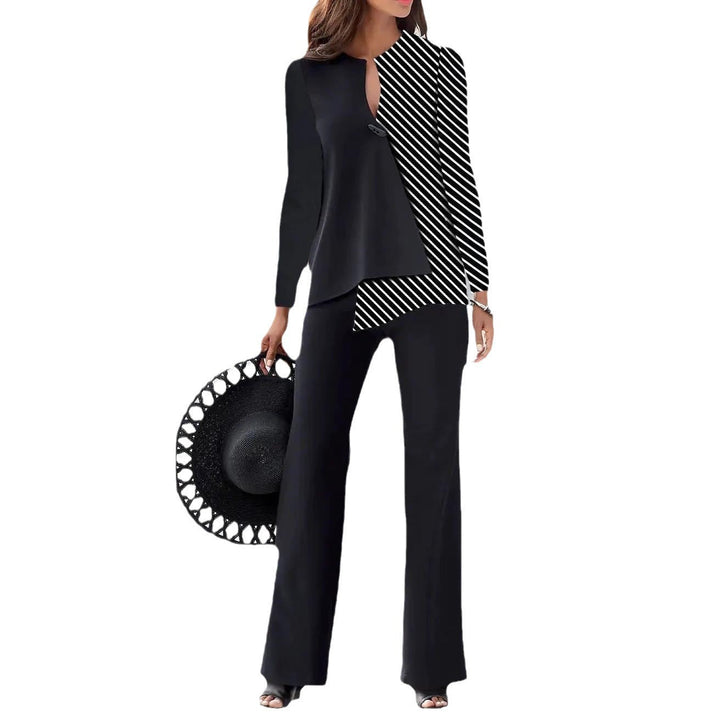 Damen Elegantes und modernes Hosenanzug-Set mit asymmetrischem Design