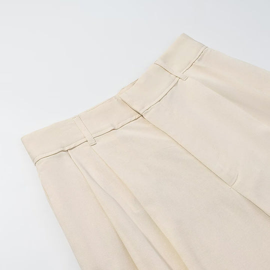 Damen Hochtaillierte Palazzohose mit Bundfalten und weitem Bein Nord Taschen