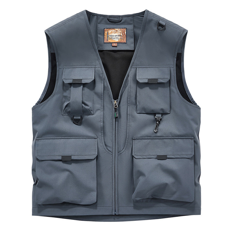 Herren Multifunktionale Utility-Weste mit Mehrfach‑Taschen und robustem Reißverschluss Nord Taschen