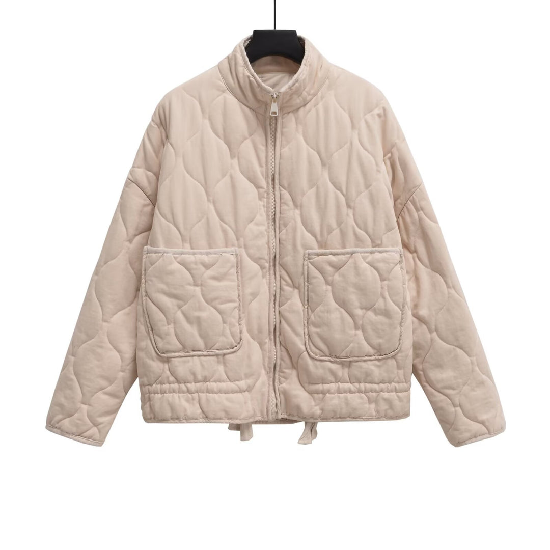 Damen Steppjacke mit Stehkragen, Kissensteppung und Tunnelzug Nord Taschen