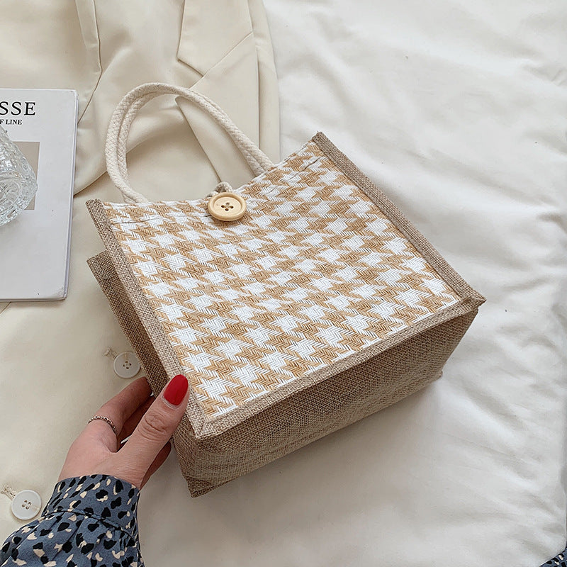 Damen Jute-Tasche mit modernem Zebra-Design und naturbelassenem Anstrich Nord Taschen