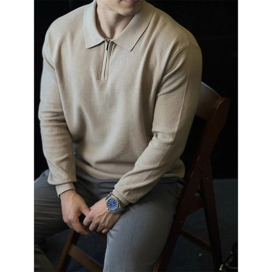 Herren Modischer Strickpullover mit Halbreißverschluss Nord Taschen