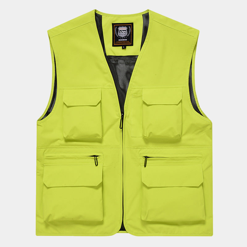 Herren Multifunktionale Utility‑Weste aus technischem Canvas mit Mesh‑Futter und Frontreißverschluss Nord Taschen