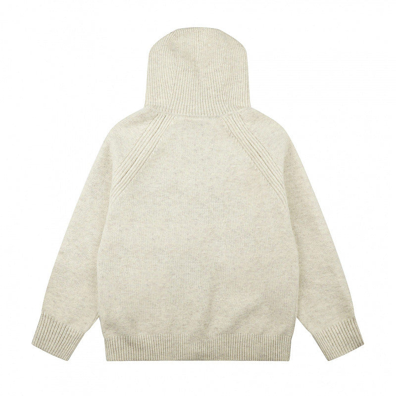 Unisex Weitgeschnittener Kapuzenstrickcardigan mit durchgehendem Reißverschluss und Raglanärmeln Nord Taschen