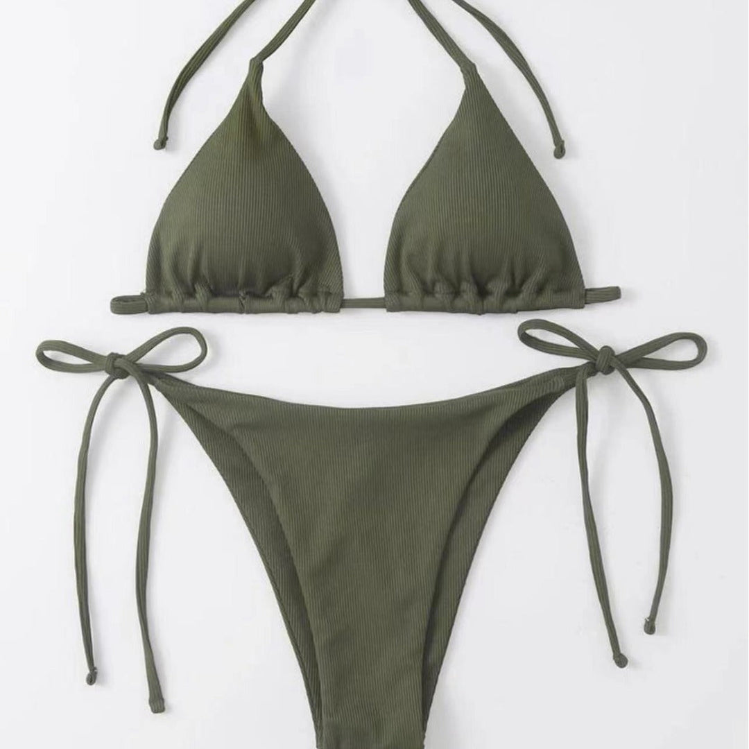 Damen Triangel-Bikini mit seitlichem Knoten und verstellbaren Trägern