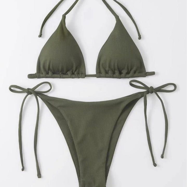 Damen Triangel-Bikini mit seitlichem Knoten und verstellbaren Trägern