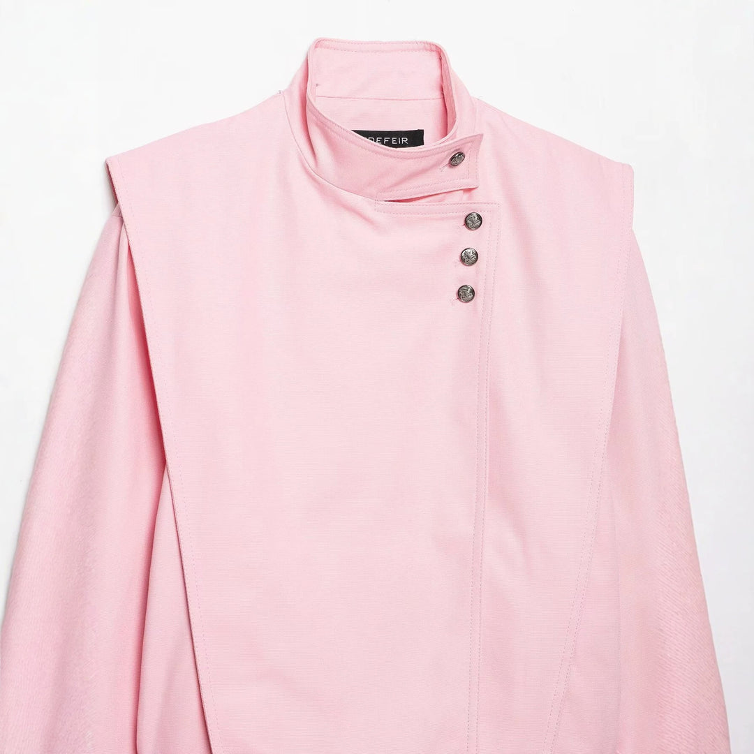 Damen 20+ taillierte Cropped Blousonjacke mit Stehkragen und asymmetrischer Druckknopfleiste Nord Taschen