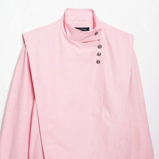 Damen 20+ taillierte Cropped Blousonjacke mit Stehkragen und asymmetrischer Druckknopfleiste Nord Taschen