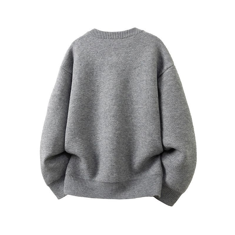Damen Oversize-Strickjacke mit rundem Ausschnitt und kontrastknöpfen Nord Taschen