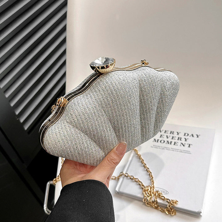Damen elegante Clutch mit funkelndem Kettenhenkel Nord Taschen