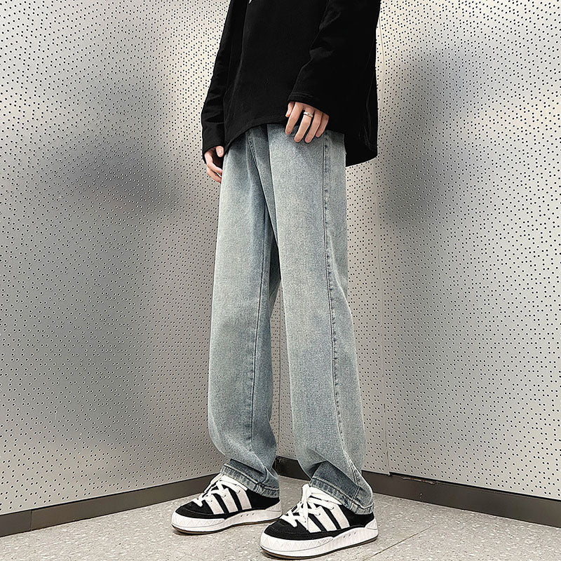 Herren Weite Vintage-Denim-Hose im Baggy‑Straßenstyle mit vorderer Bügelfalte Nord Taschen