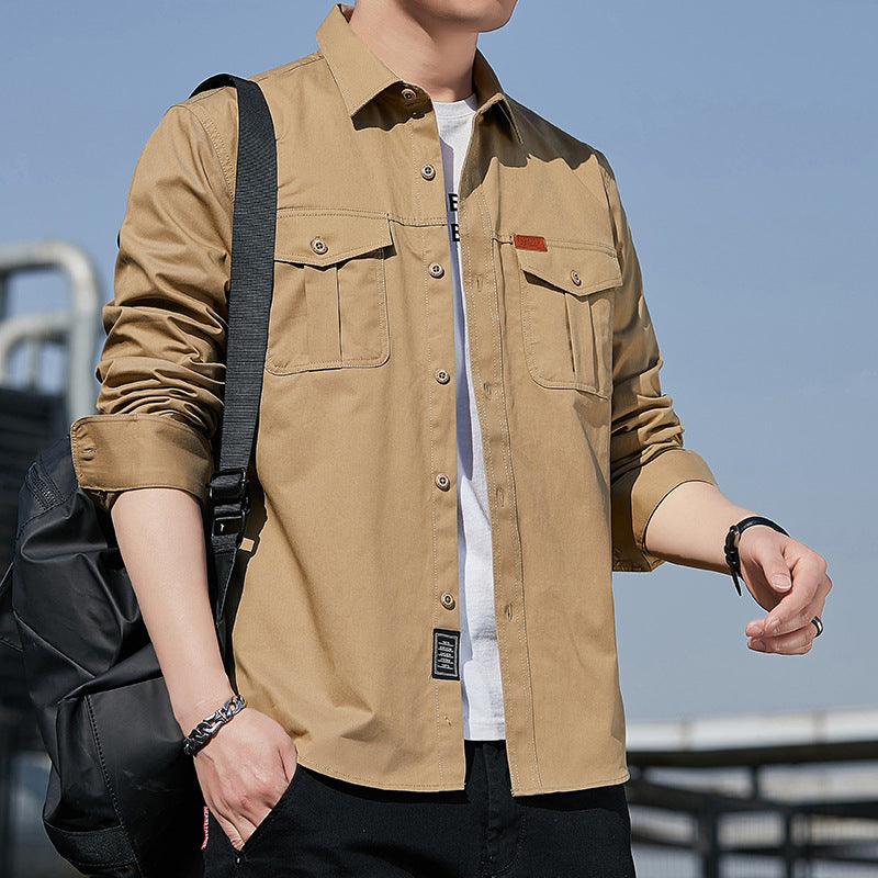 Herren Utility-Overshirt aus Baumwollmix mit Brustpattentaschen und verstärkten Nähten Nord Taschen