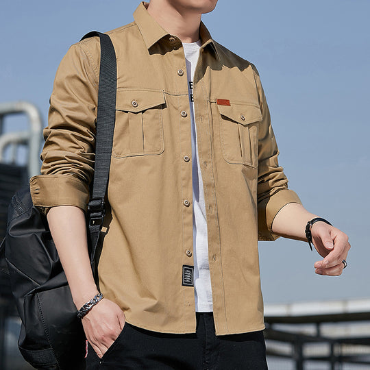 Herren Utility-Overshirt aus Baumwollmix mit Brustpattentaschen und verstärkten Nähten Nord Taschen