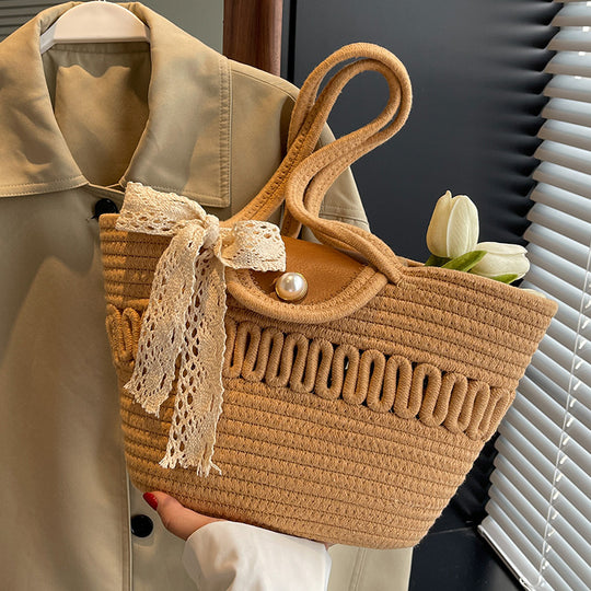 Damen Handtasche mit dekorativem Knoten- und Perlendesign Nord Taschen