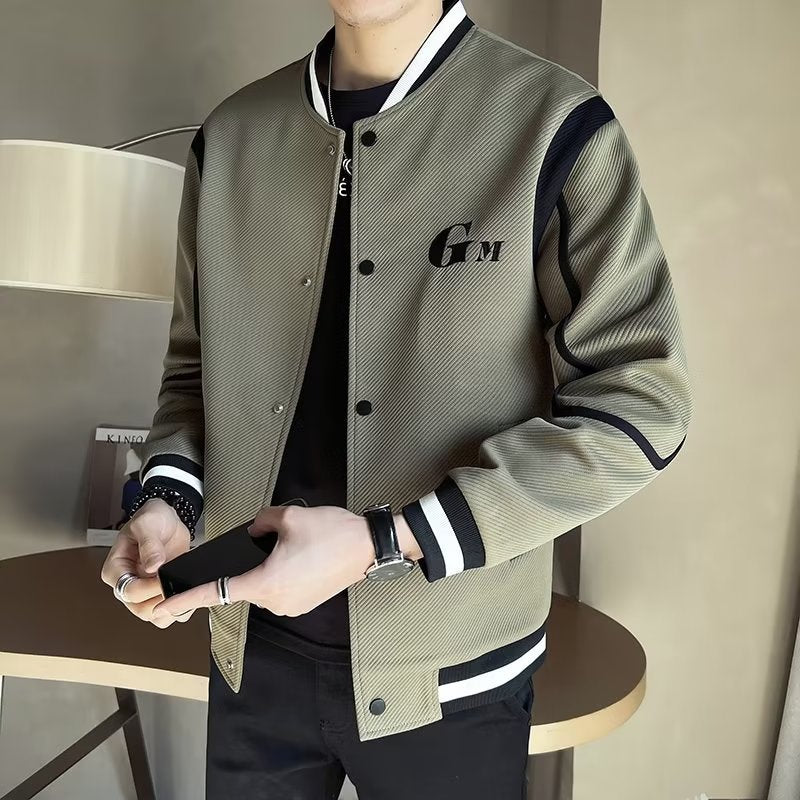 Herren Leichte Varsity-Bomberjacke mit Strukturgewebe, Rippbündchen und Druckknopffront Nord Taschen