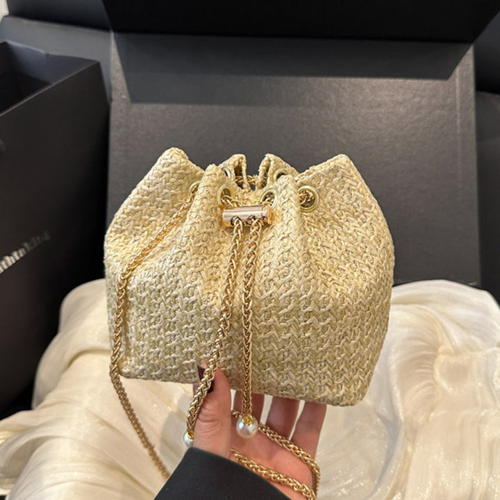 Damen Beuteltasche mit elegantem Kordelzug und luxuriösem Kettenhenkel Nord Taschen