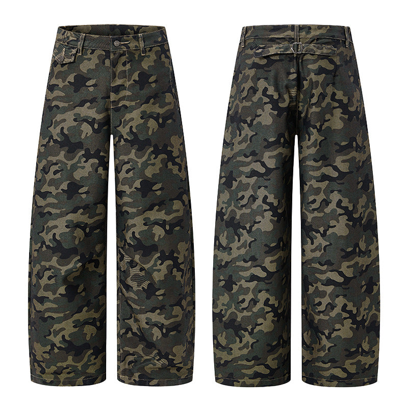 Herren Ultraweite Camouflage-Palazzohose mit geradem Bein und strukturierter Canvas-Qualität Nord Taschen
