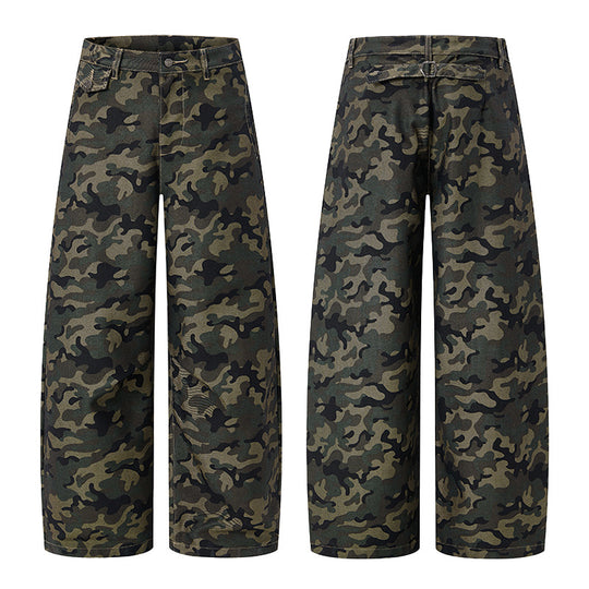 Herren Ultraweite Camouflage-Palazzohose mit geradem Bein und strukturierter Canvas-Qualität Nord Taschen