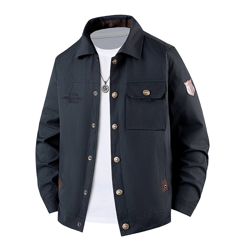 Herren Canvas-Workerjacke mit Knopfleiste, aufgesetzter Brusttasche und Hemdkragen Nord Taschen