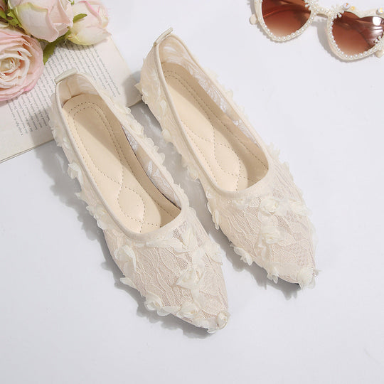 Damen elegante spitze Ballerinas mit floralen Stickereien und komfortablem Innenfutter Nord Taschen