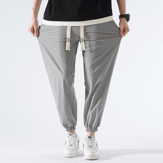 Herren Leichte Relax-Fit-Loungehose aus atmungsaktivem Jersey mit elastischem Tunnelbund, breitem Kordelzug & geripptem Beinabschluss Nord Taschen