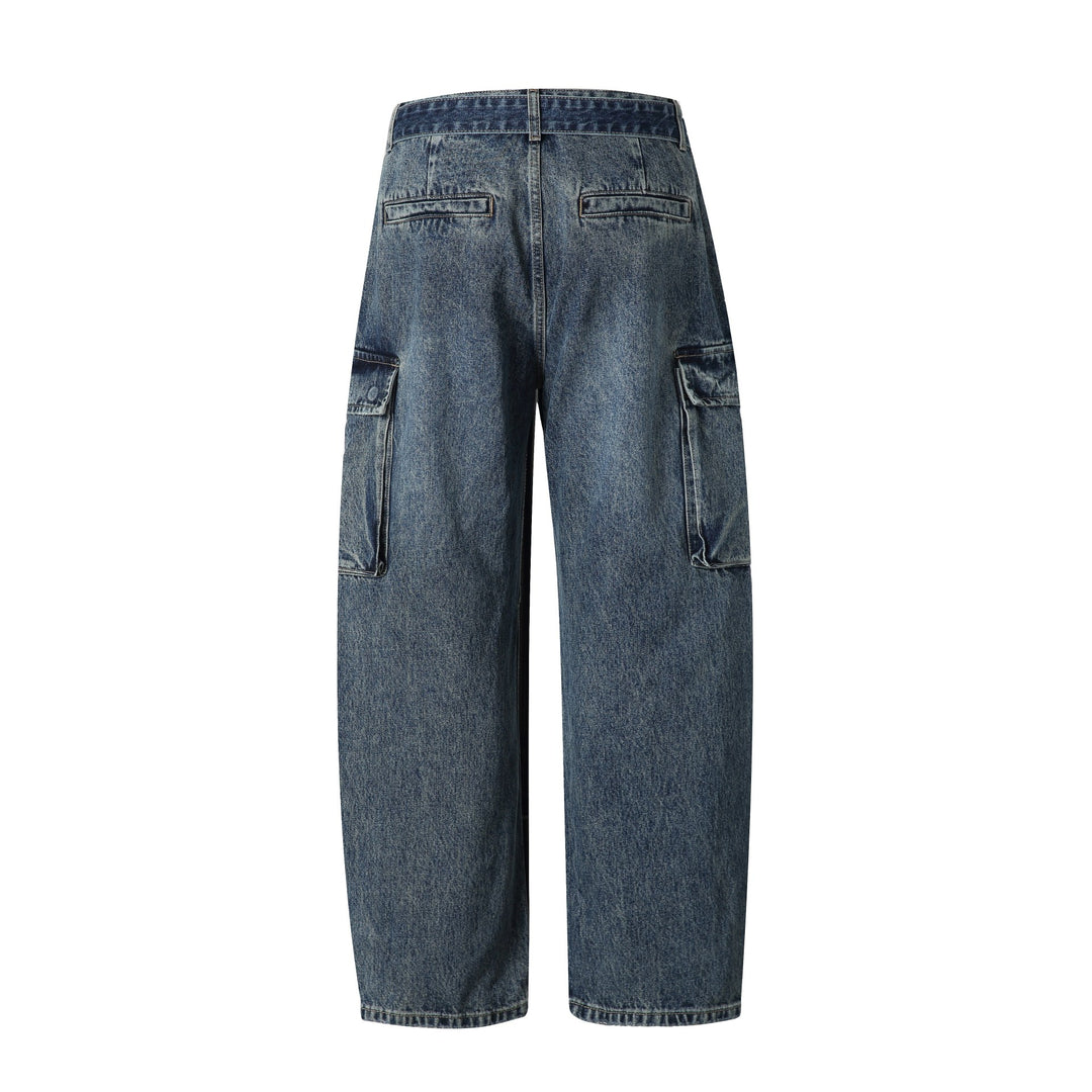 Damen Hochtaillierte Cargo-Jeans mit Gürtel, locker geschnitten und Used‑Optik Nord Taschen