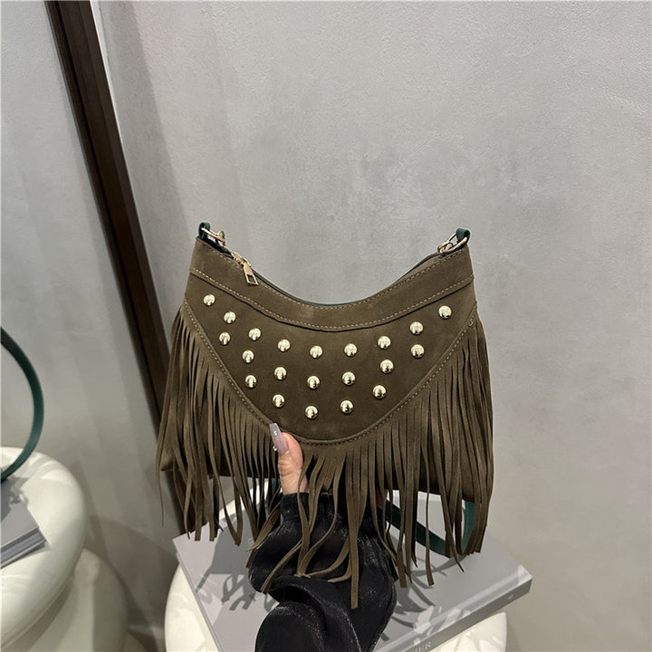 Damen Fransen Tasche mit Nieten Nord Taschen