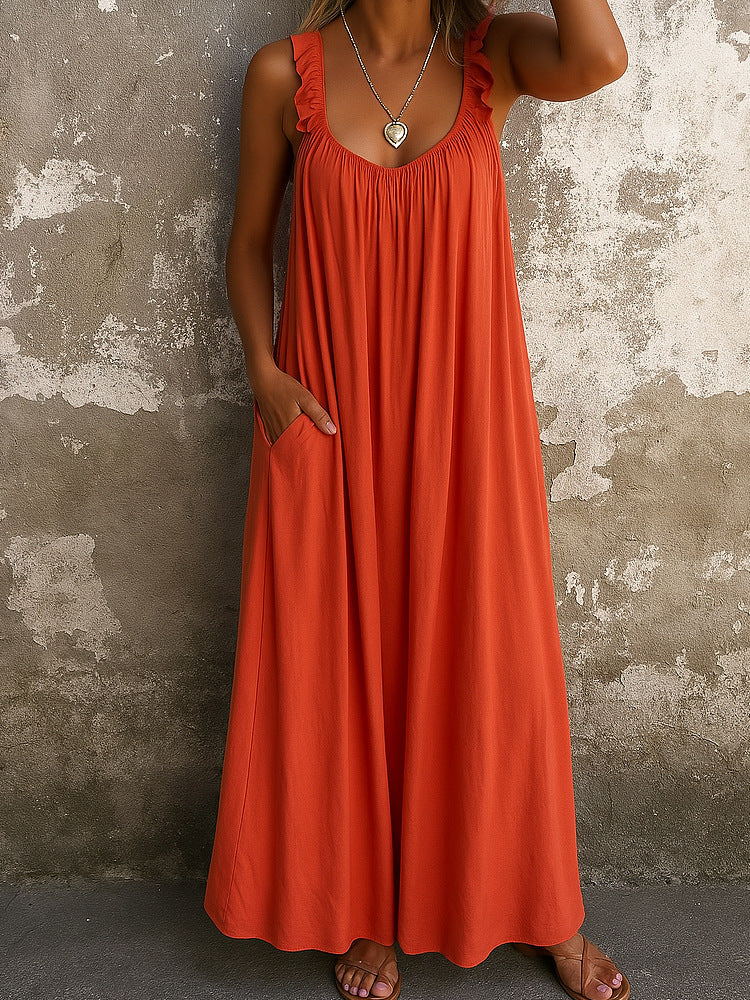 Damen Maxi-Kleid mit trägerloser Passform und luftiger Silhouette